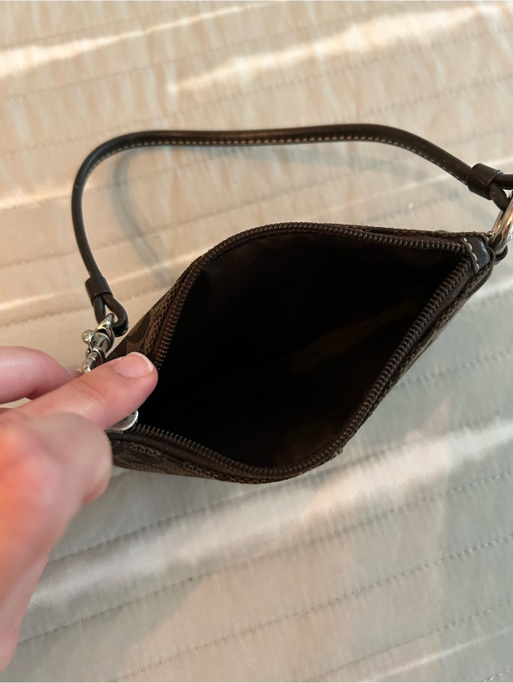 Coach Brown Signature Canvas Wristlet Pouch Clutch Wallet Purse - Picture 4 of 4